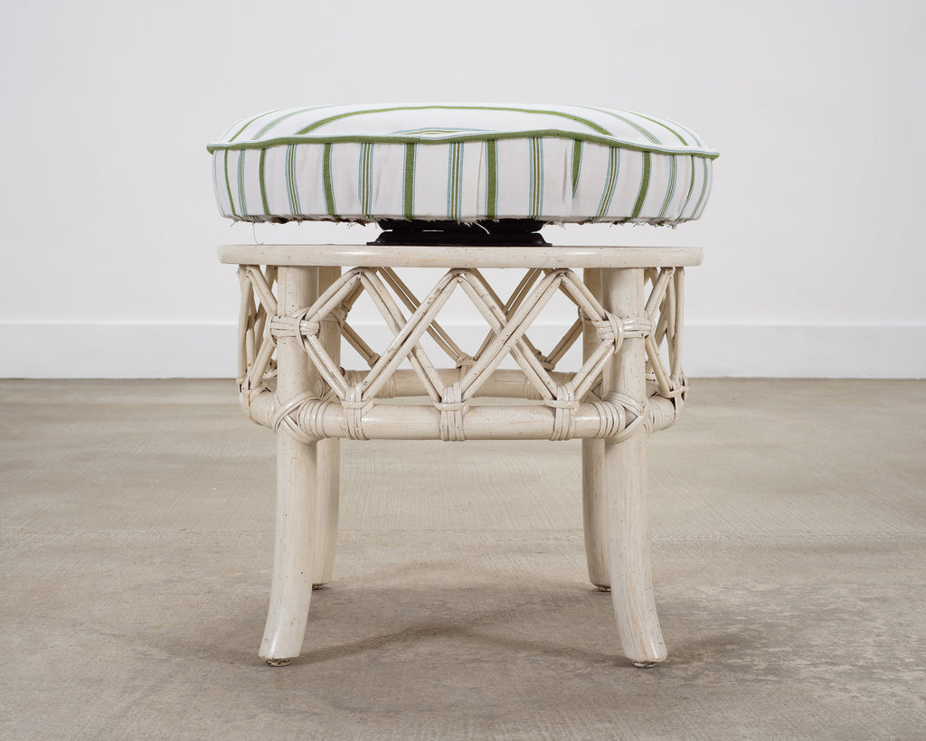 20th Century Round Rattan Swivel Ottoman Stool by Ficks Reed