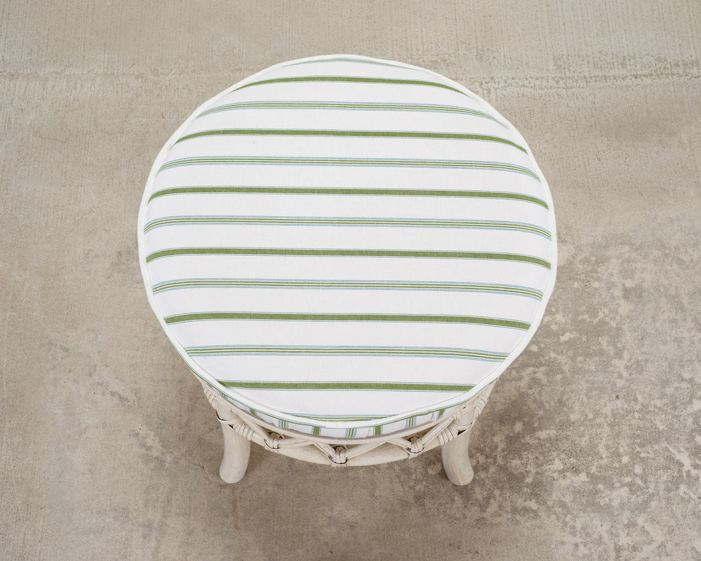 20th Century Round Rattan Swivel Ottoman Stool by Ficks Reed