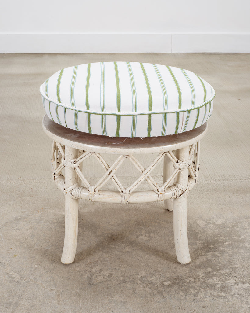 20th Century Round Rattan Swivel Ottoman Stool by Ficks Reed