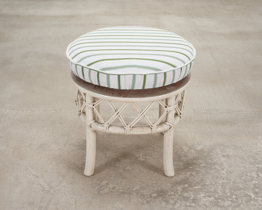 20th Century Round Rattan Swivel Ottoman Stool by Ficks Reed