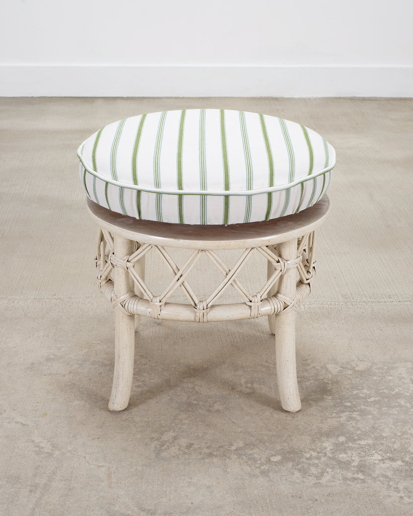 20th Century Round Rattan Swivel Ottoman Stool by Ficks Reed