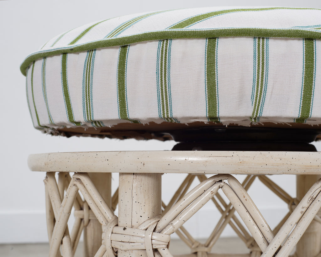 20th Century Round Rattan Swivel Ottoman Stool by Ficks Reed