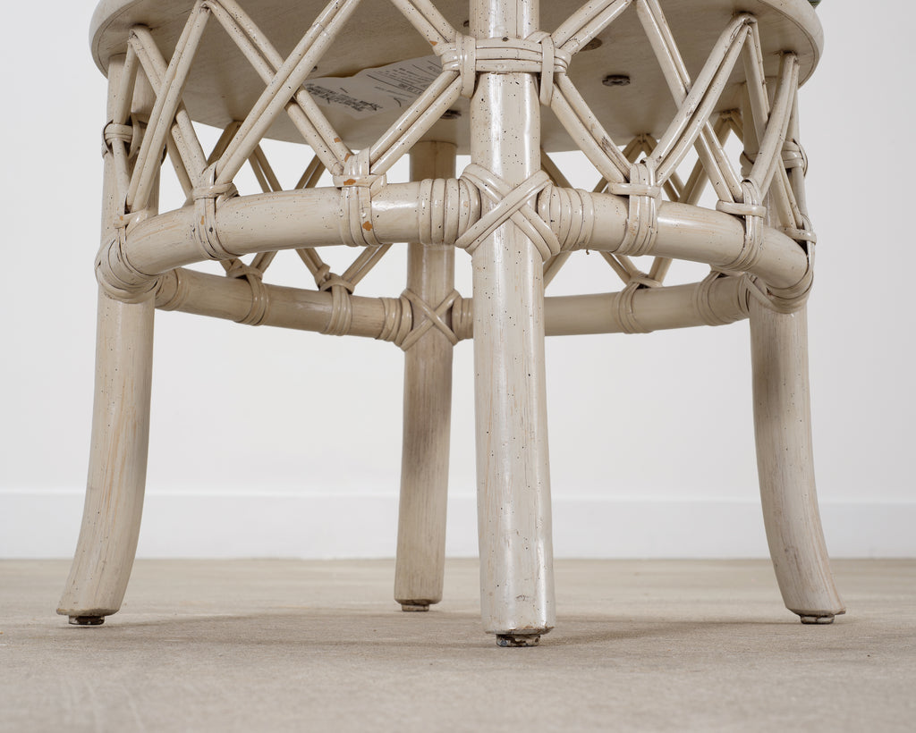 20th Century Round Rattan Swivel Ottoman Stool by Ficks Reed
