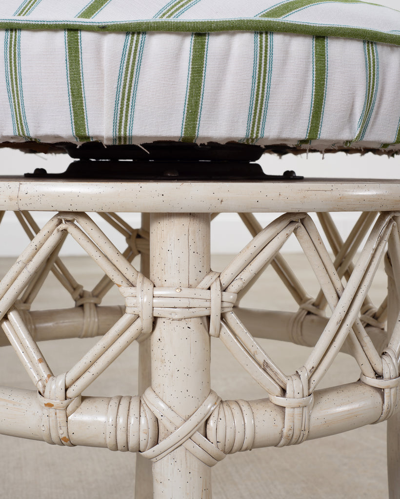 20th Century Round Rattan Swivel Ottoman Stool by Ficks Reed