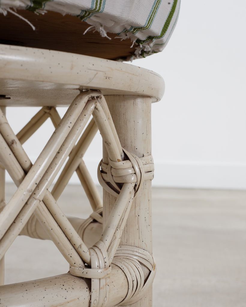 20th Century Round Rattan Swivel Ottoman Stool by Ficks Reed