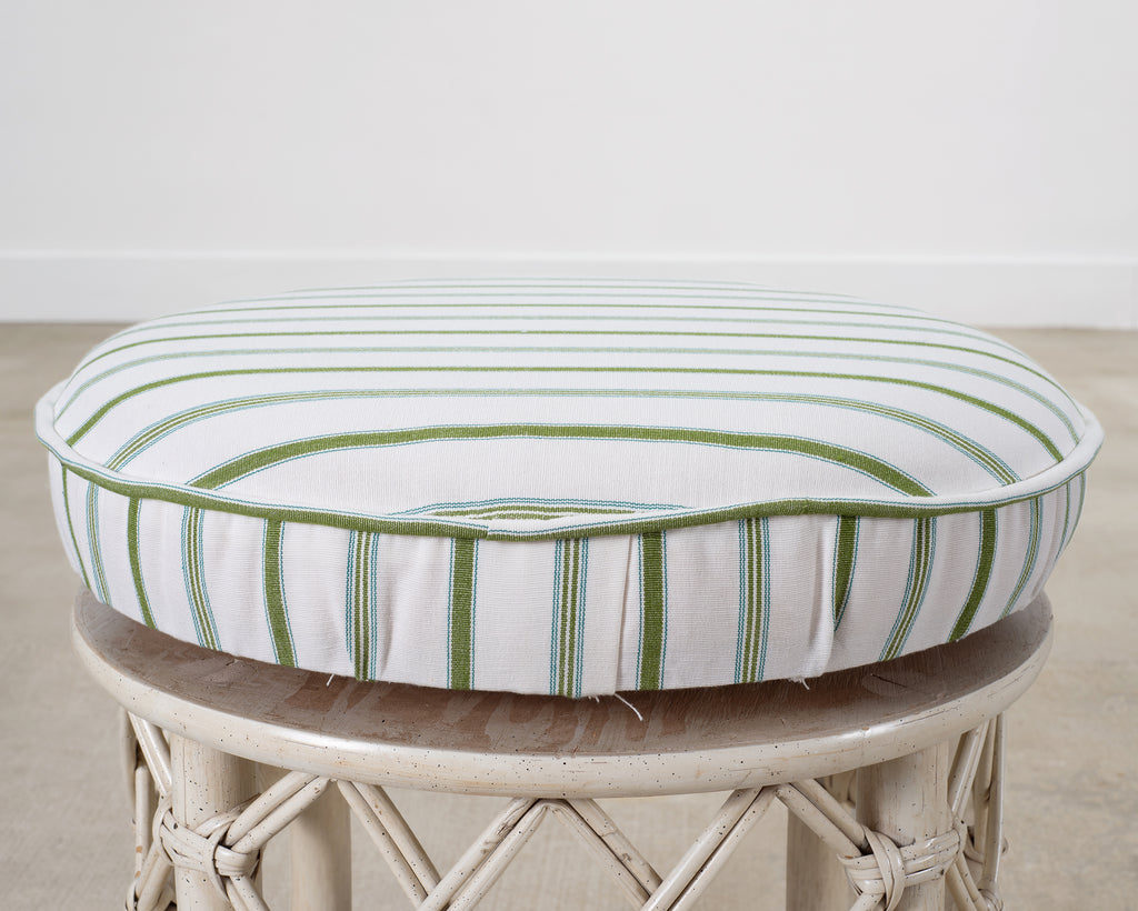 20th Century Round Rattan Swivel Ottoman Stool by Ficks Reed