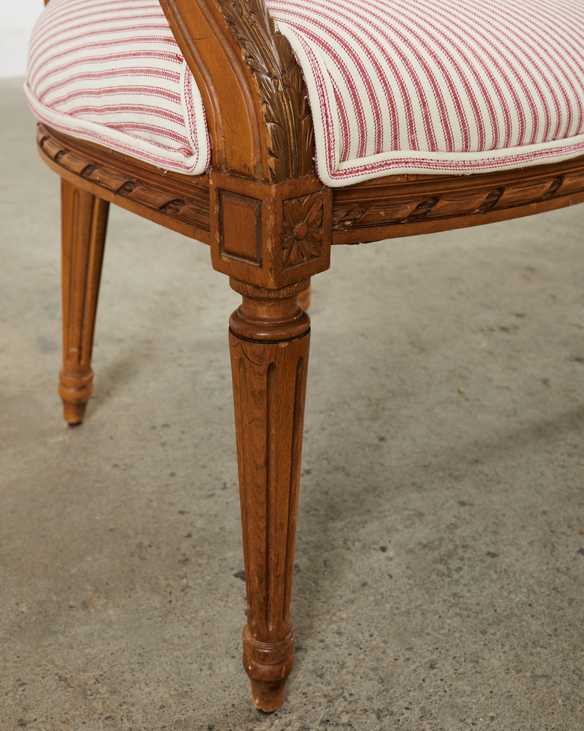 Pair of French Louis XVI Style Cameo Back Fauteuil Armchairs