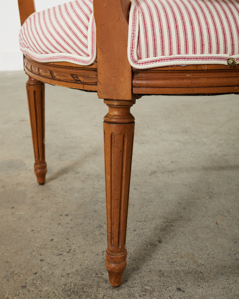 Pair of French Louis XVI Style Cameo Back Fauteuil Armchairs