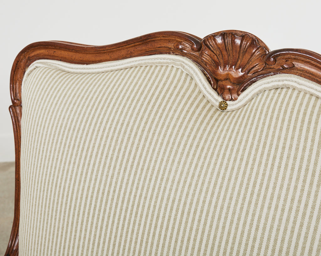 Pair of Country French Provincial Walnut Carved Armchairs