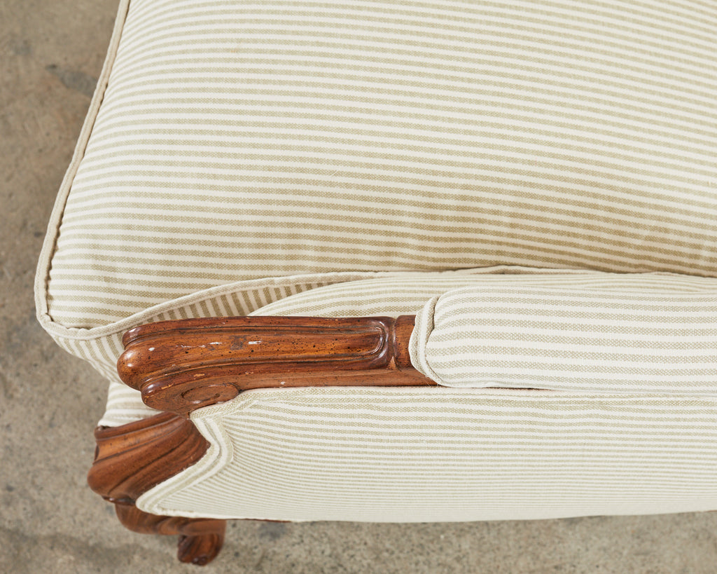 Pair of Country French Provincial Walnut Carved Armchairs