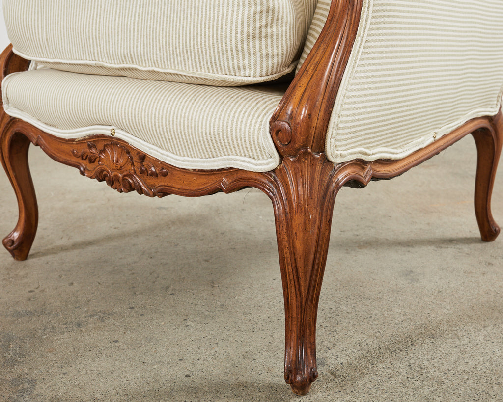 Pair of Country French Provincial Walnut Carved Armchairs