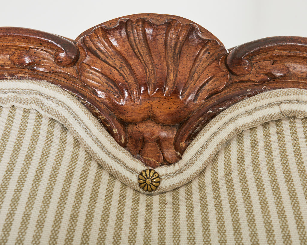 Pair of Country French Provincial Walnut Carved Armchairs