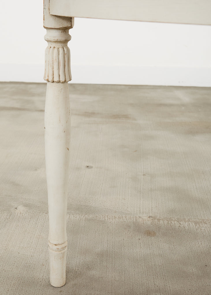 Pair of Swedish Gustavian Style Painted Pine Demilune Consoles