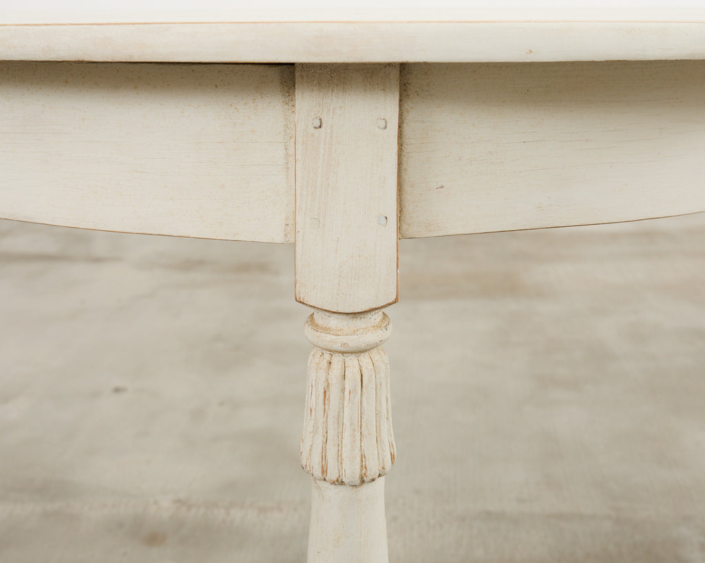 Pair of Swedish Gustavian Style Painted Pine Demilune Consoles