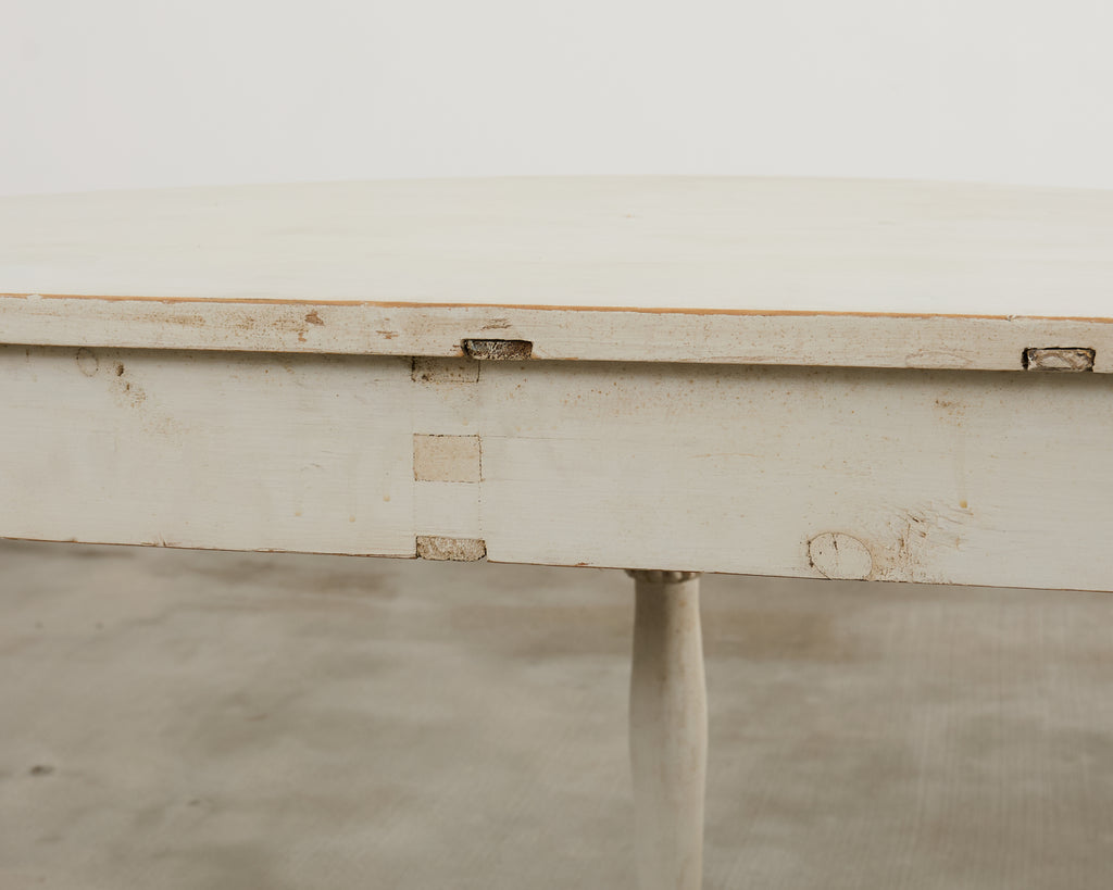 Pair of Swedish Gustavian Style Painted Pine Demilune Consoles