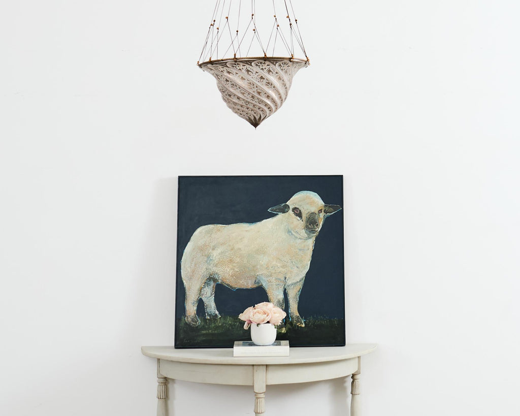 Pair of Swedish Gustavian Style Painted Pine Demilune Consoles