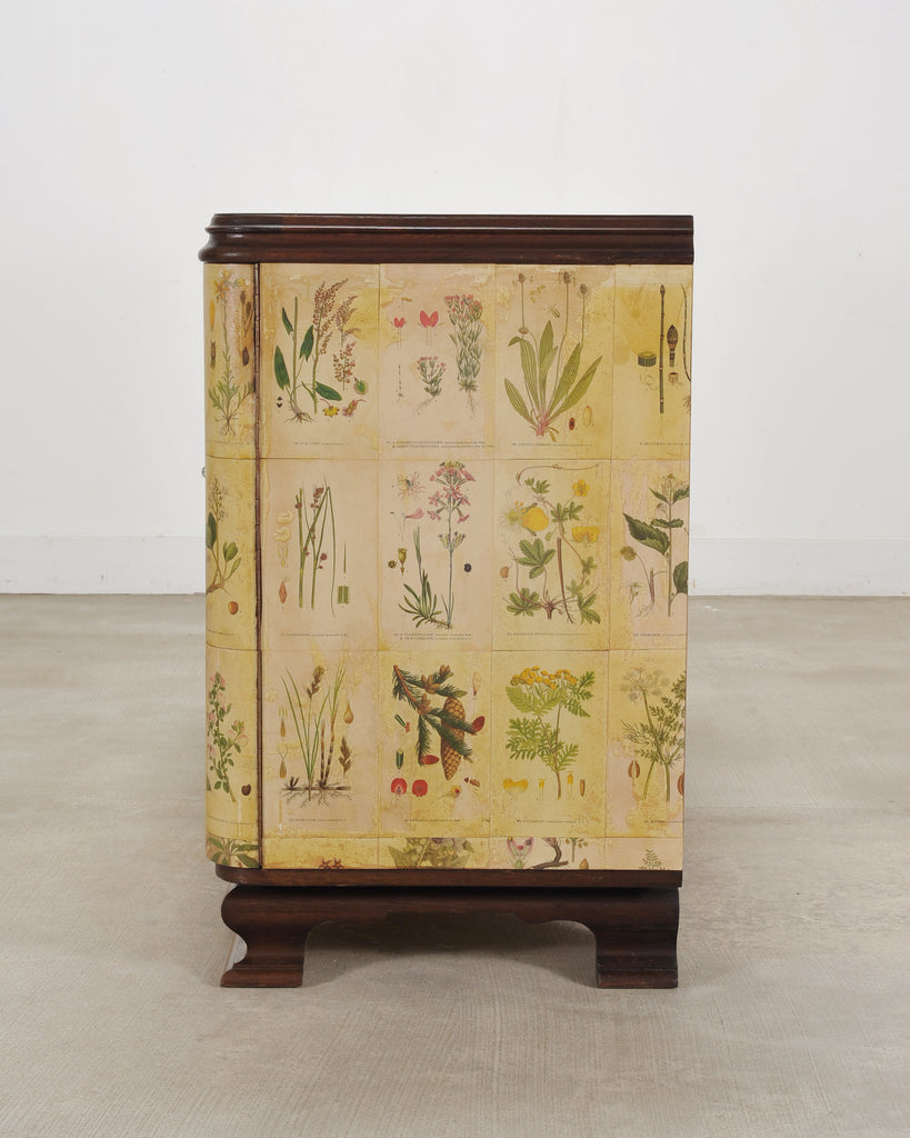 1940s Swedish Modern Nordens Flora Botanical Sideboard Cabinet