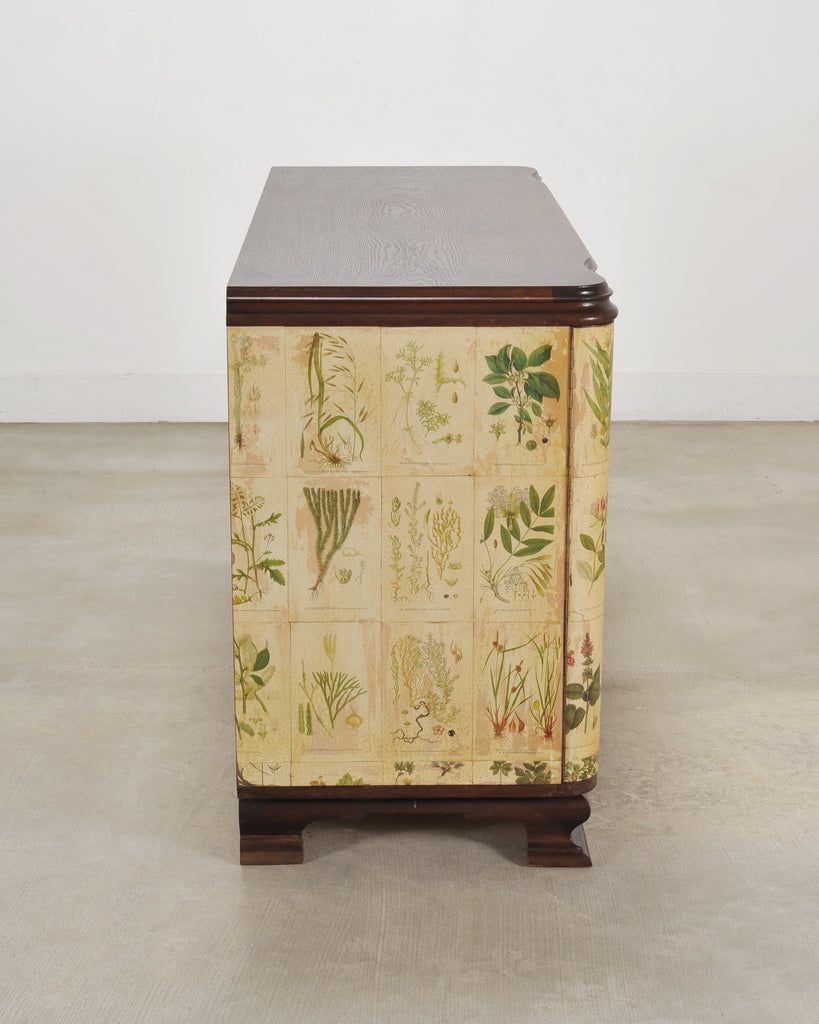1940s Swedish Modern Nordens Flora Botanical Sideboard Cabinet