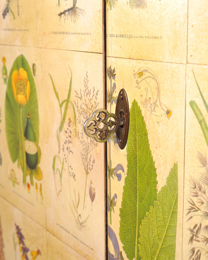 1940s Swedish Modern Nordens Flora Botanical Sideboard Cabinet