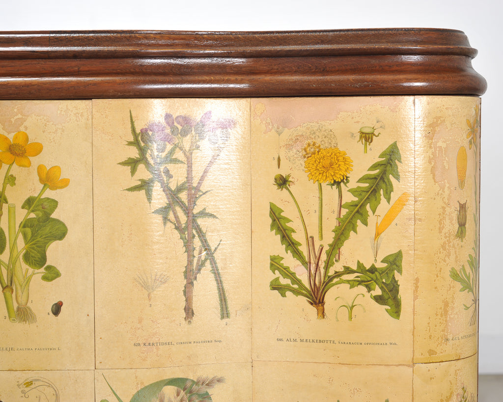 1940s Swedish Modern Nordens Flora Botanical Sideboard Cabinet