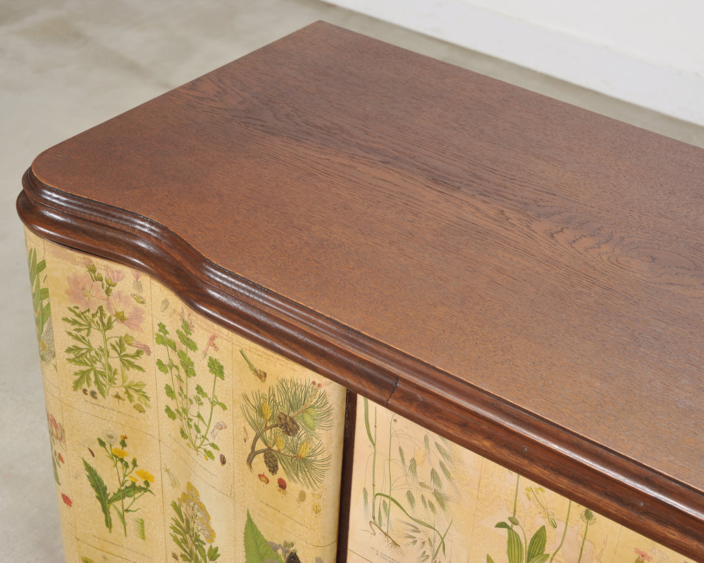 1940s Swedish Modern Nordens Flora Botanical Sideboard Cabinet
