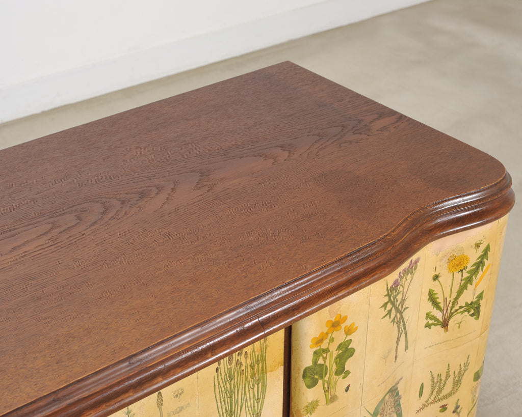 1940s Swedish Modern Nordens Flora Botanical Sideboard Cabinet