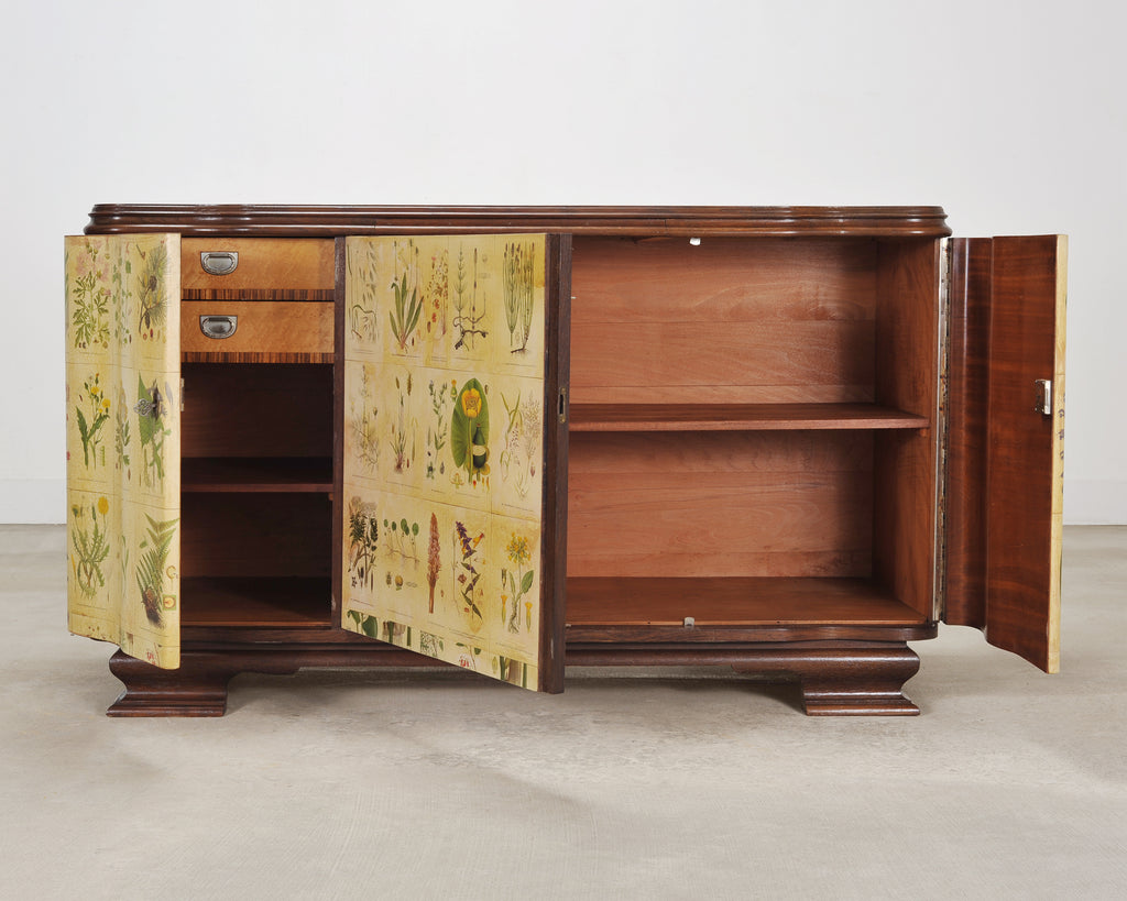1940s Swedish Modern Nordens Flora Botanical Sideboard Cabinet