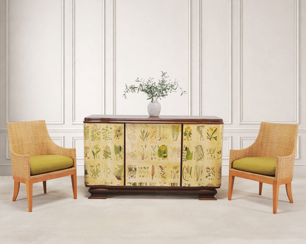 1940s Swedish Modern Nordens Flora Botanical Sideboard Cabinet