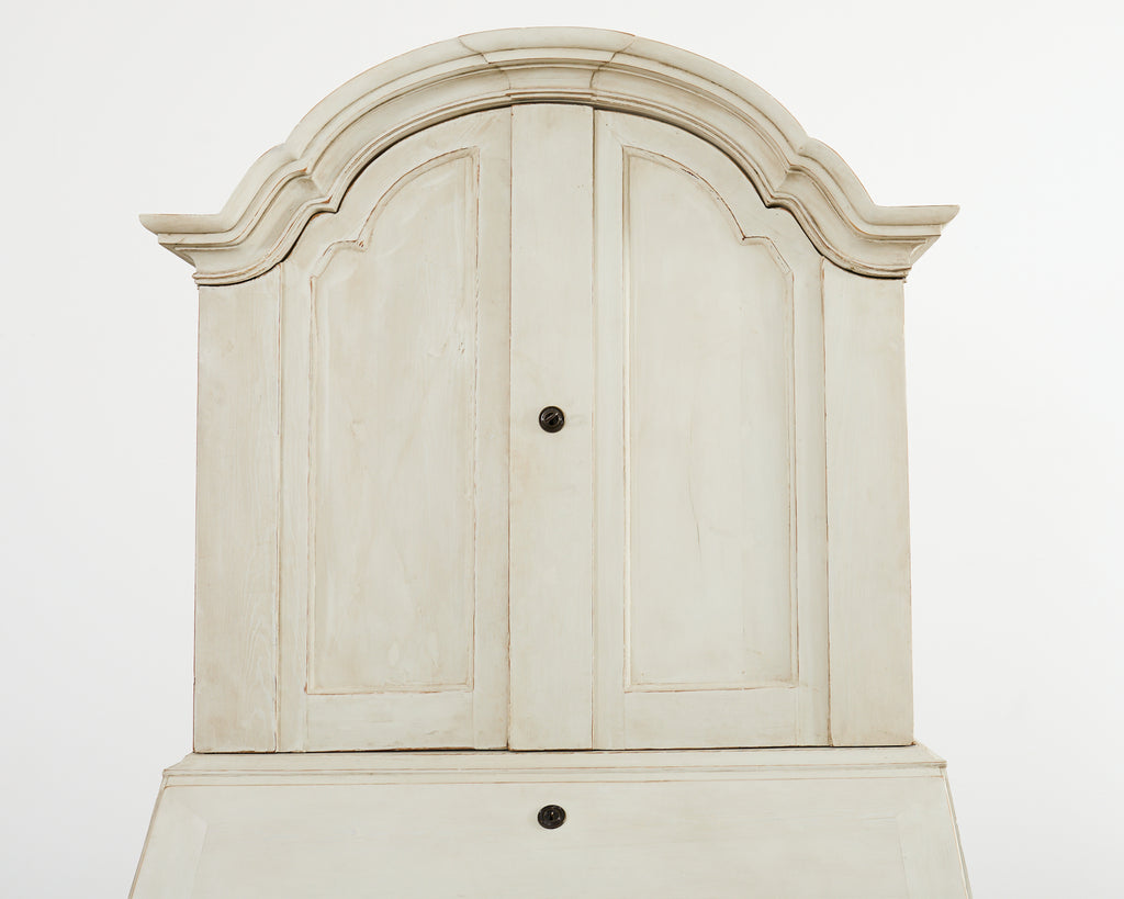 18th Century Swedish Gustavian Two Part Painted Secretary