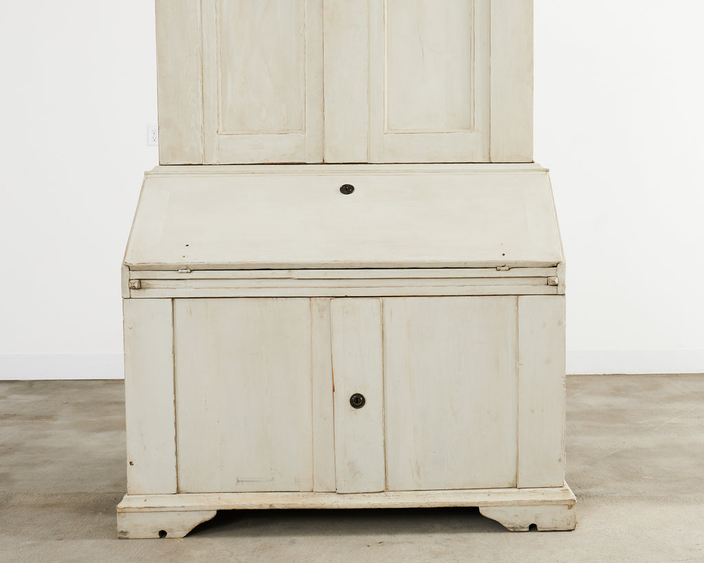 18th Century Swedish Gustavian Two Part Painted Secretary