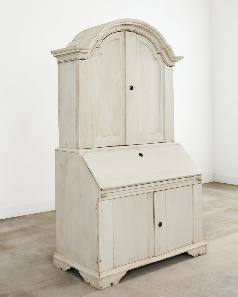 18th Century Swedish Gustavian Two Part Painted Secretary