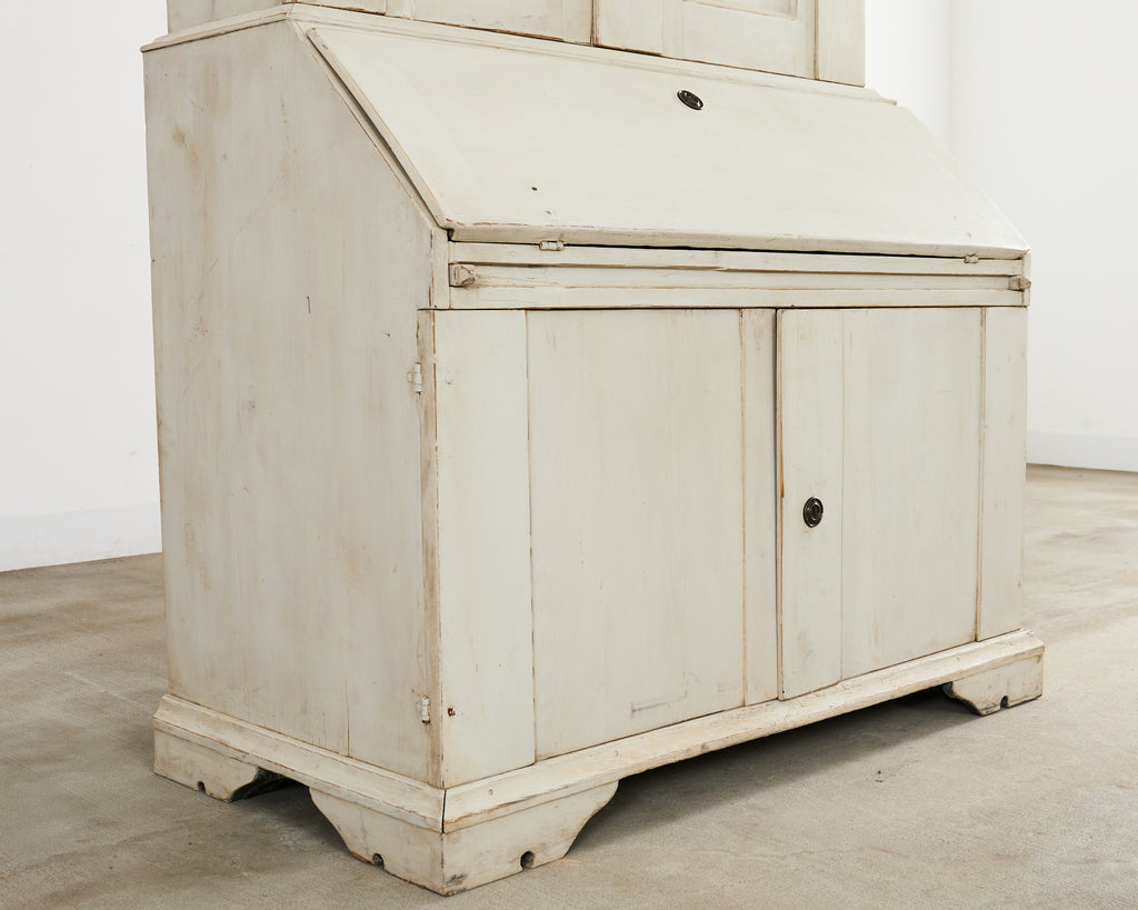 18th Century Swedish Gustavian Two Part Painted Secretary