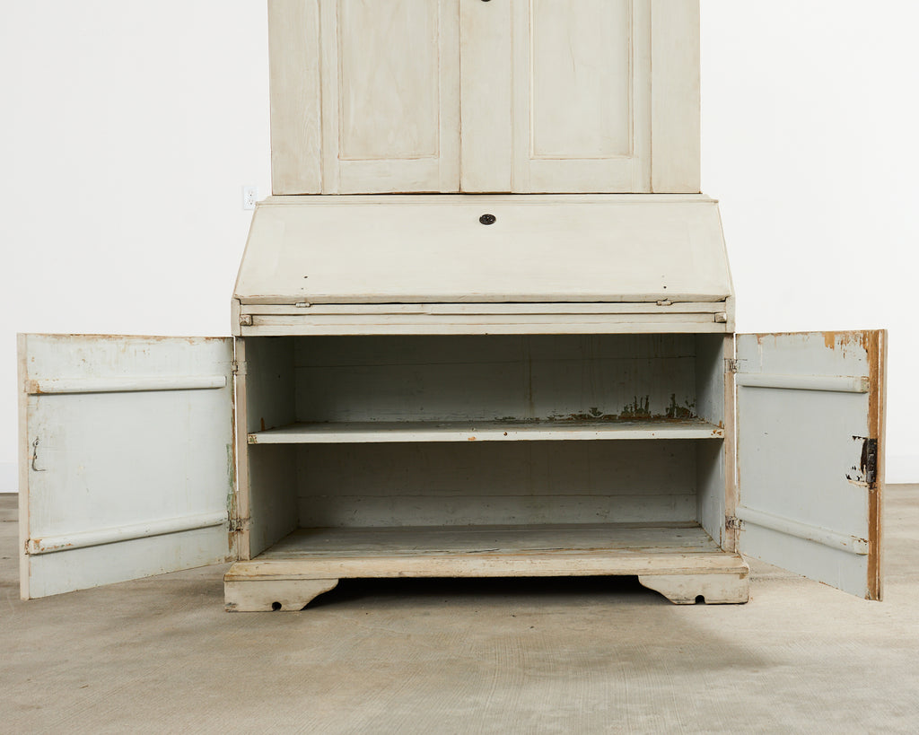 18th Century Swedish Gustavian Two Part Painted Secretary