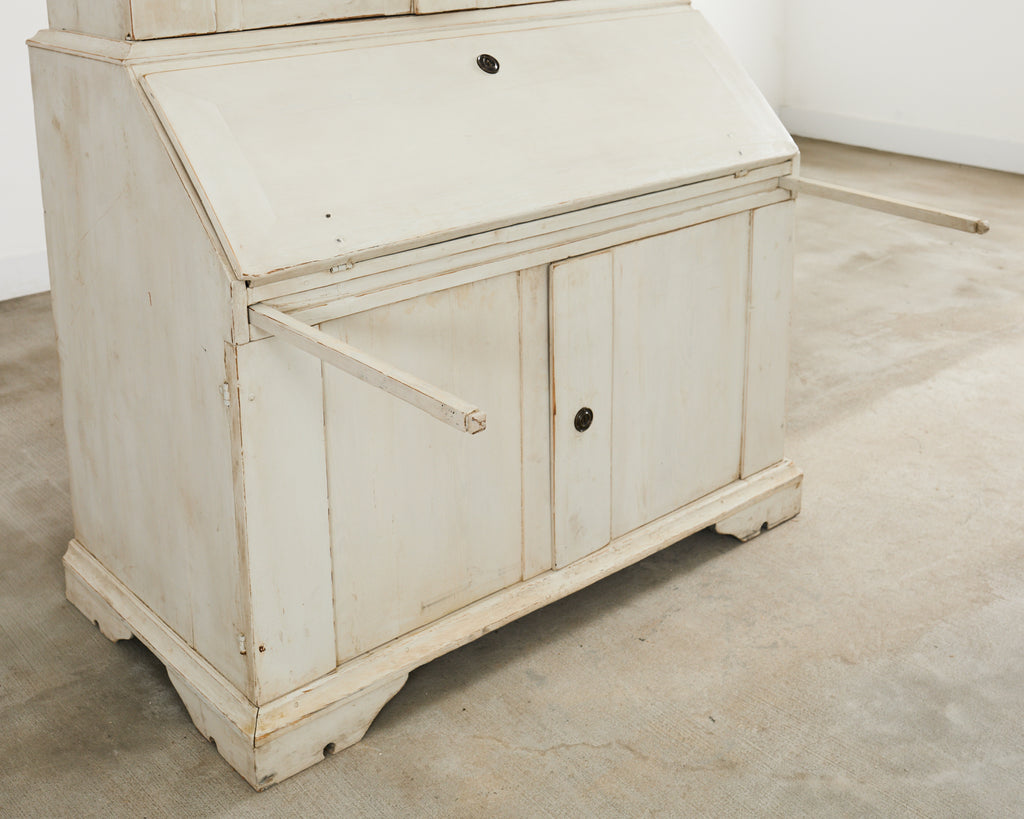 18th Century Swedish Gustavian Two Part Painted Secretary