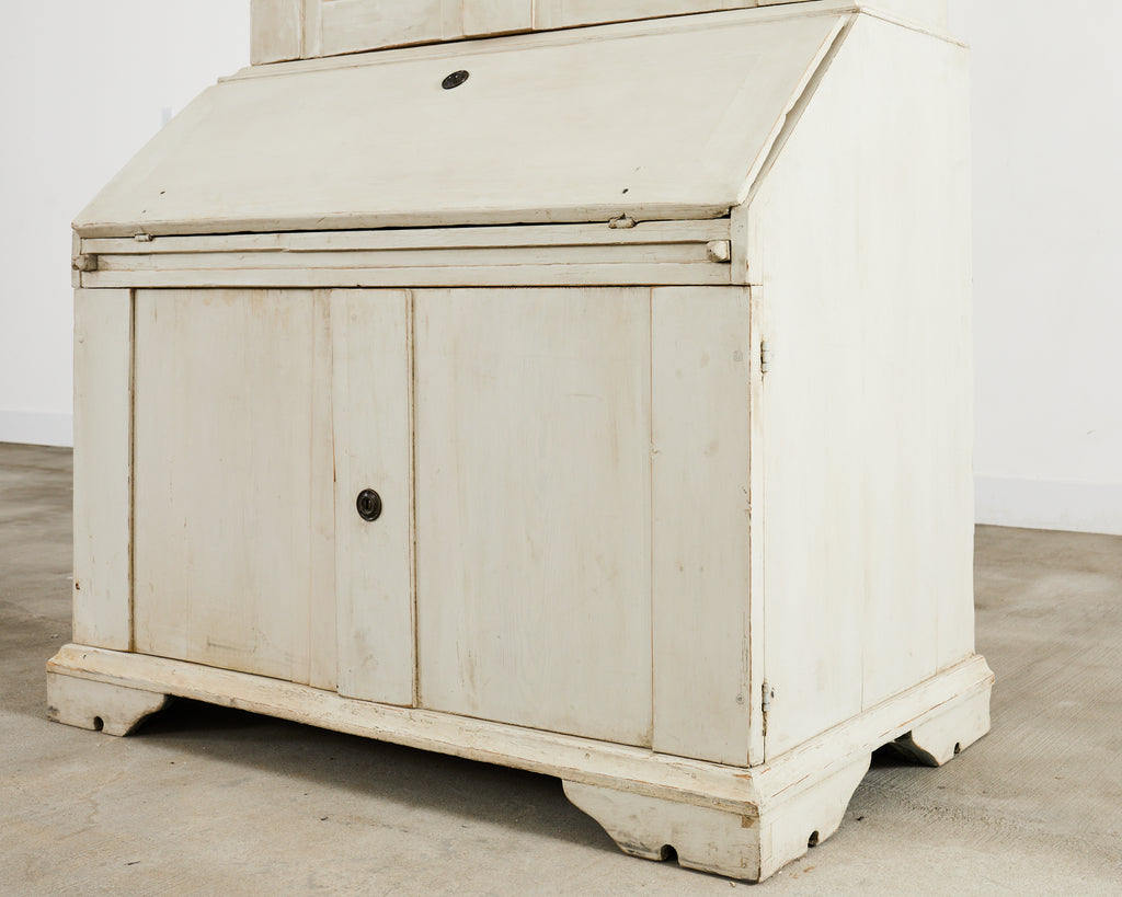 18th Century Swedish Gustavian Two Part Painted Secretary