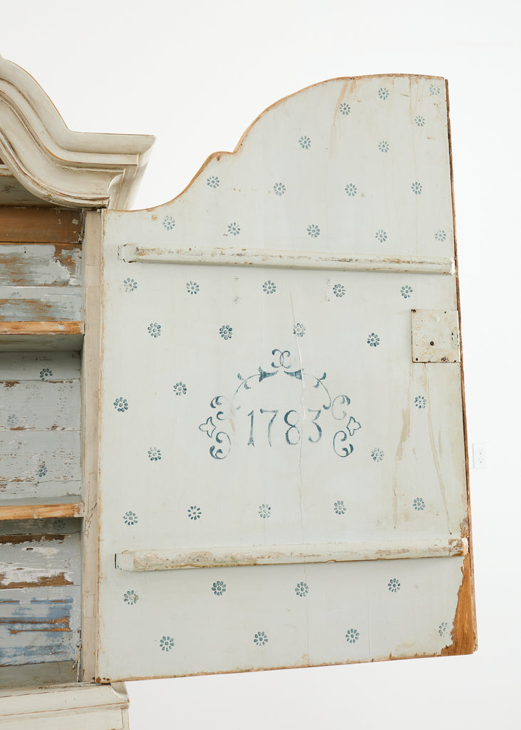 18th Century Swedish Gustavian Two Part Painted Secretary