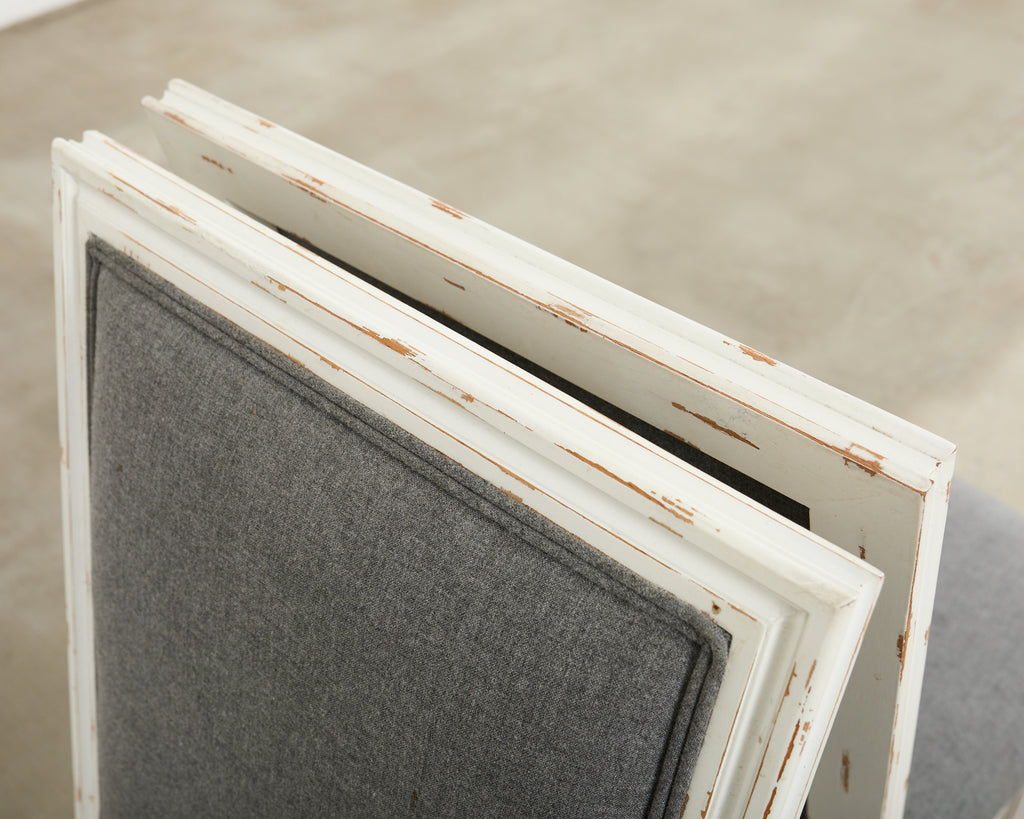 Set of Six Louis XVI Style Square Back Painted Dining Chairs