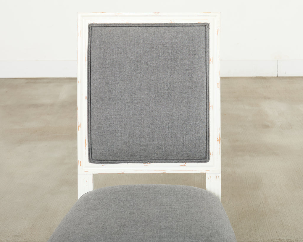 Set of Six Louis XVI Style Square Back Painted Dining Chairs