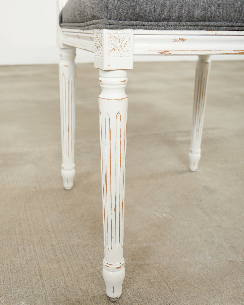 Set of Six Louis XVI Style Square Back Painted Dining Chairs