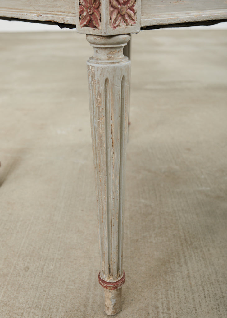 Set of Six Louis XVI Style Square Back Painted Dining Chairs