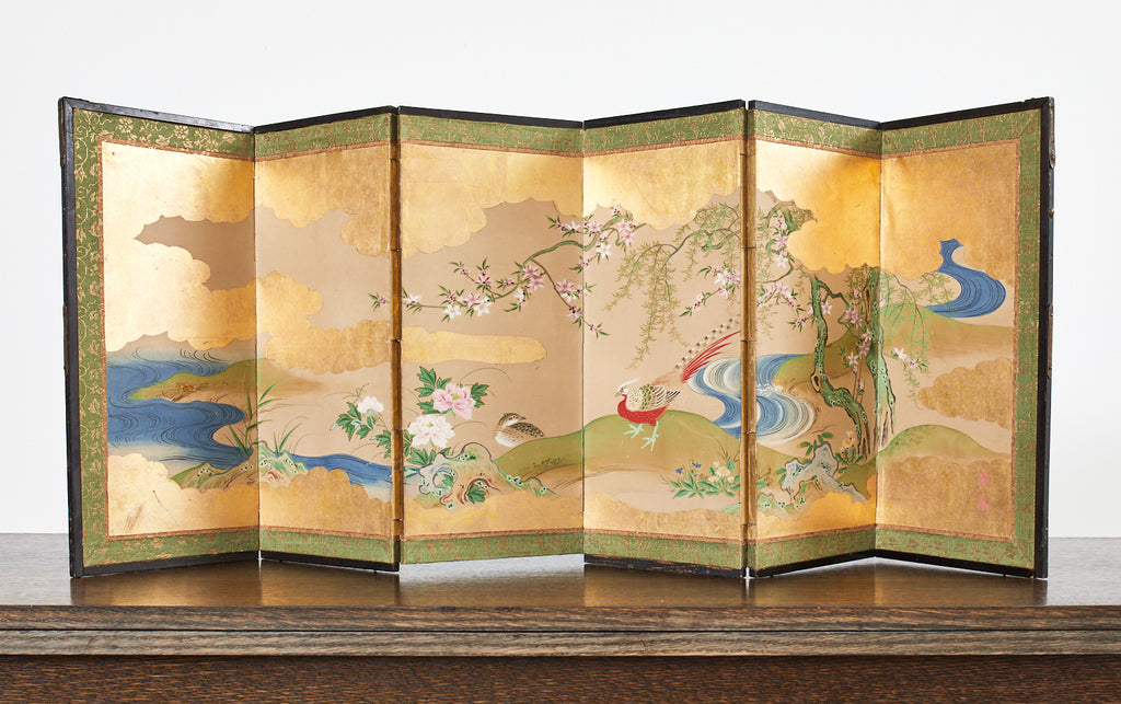 Japanese Edo Six Panel Table Screen After Maruyama Okyo