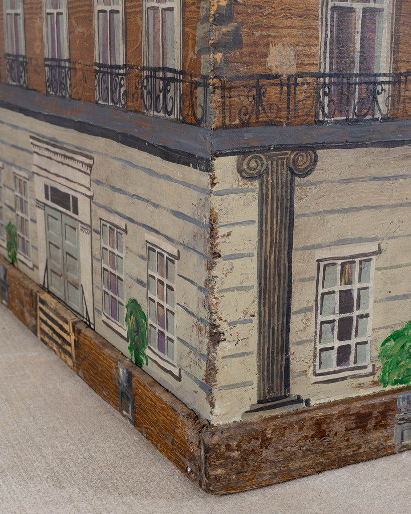 19th C. English Painted Pine Chest with Georgian Manor Façade