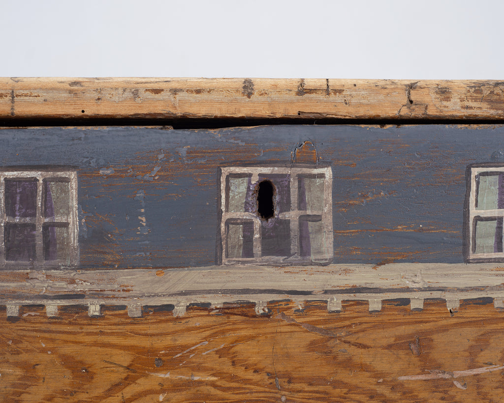 19th C. English Painted Pine Chest with Georgian Manor Façade