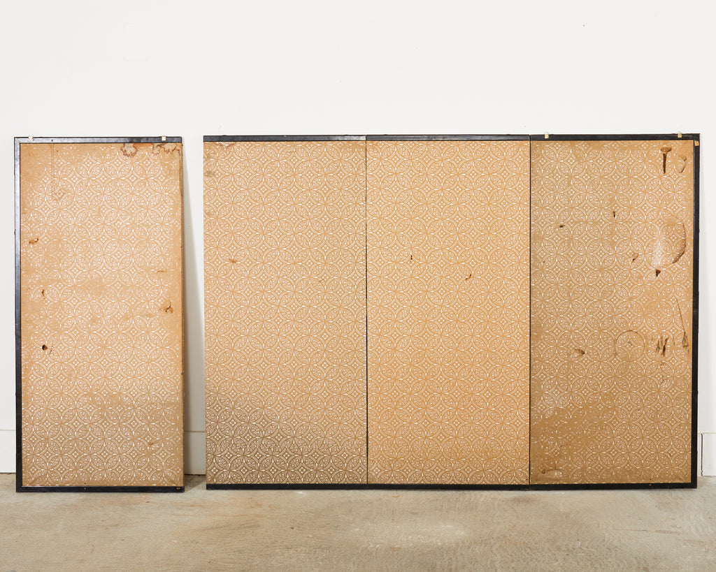 17th Century Japanese Edo Four Panel Screen Hotei with Chinese Sages