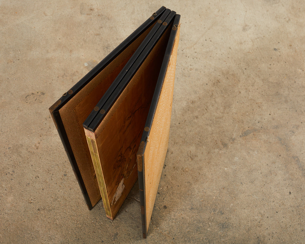 17th Century Japanese Edo Four Panel Screen Hotei with Chinese Sages