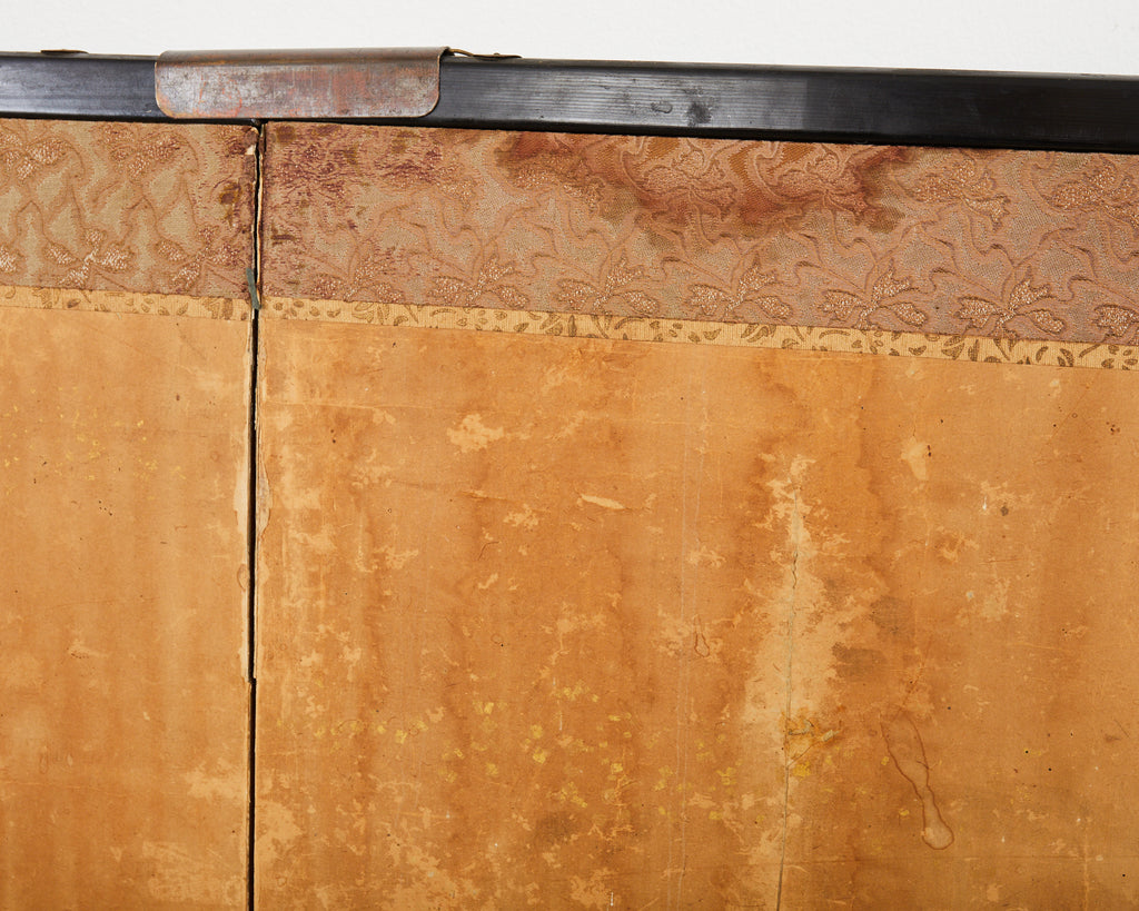 17th Century Japanese Edo Four Panel Screen Hotei with Chinese Sages