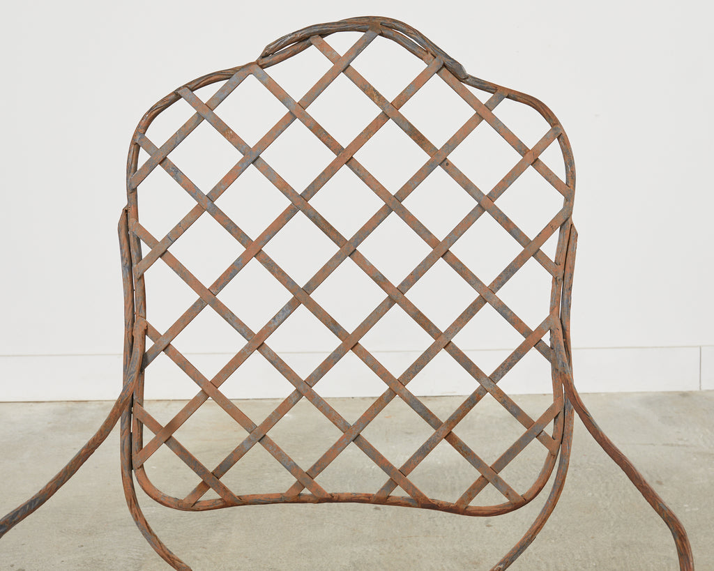 Pair of Rose Tarlow Style Twig Iron Dining Armchairs with Ottoman