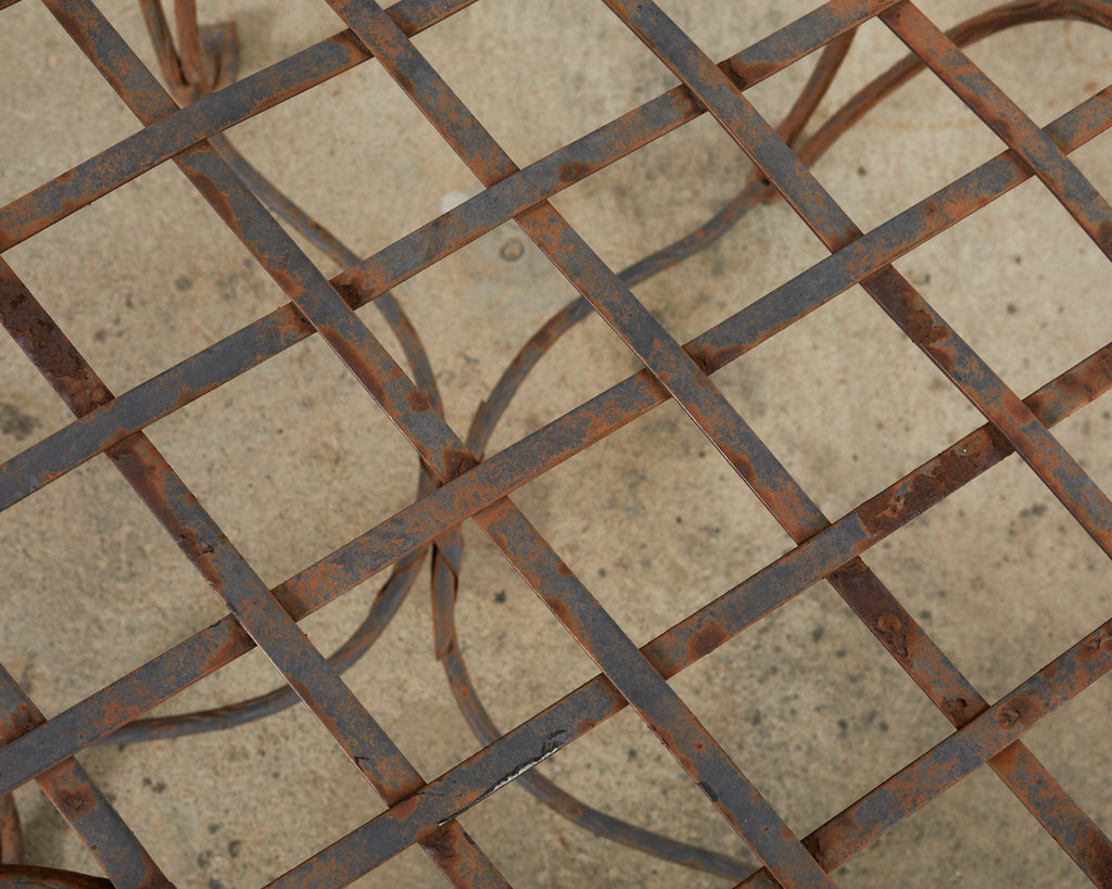 Pair of Rose Tarlow Style Twig Iron Dining Armchairs with Ottoman