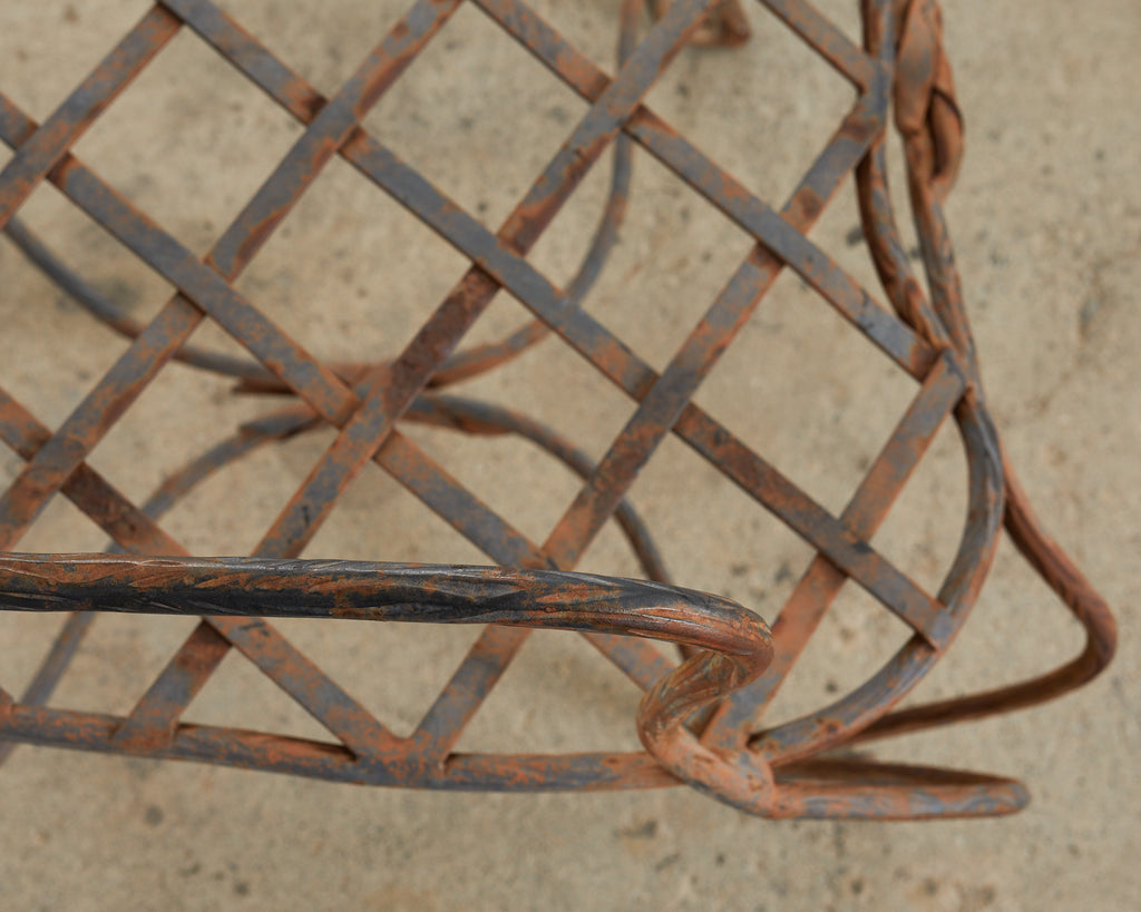 Pair of Rose Tarlow Style Twig Iron Dining Armchairs with Ottoman