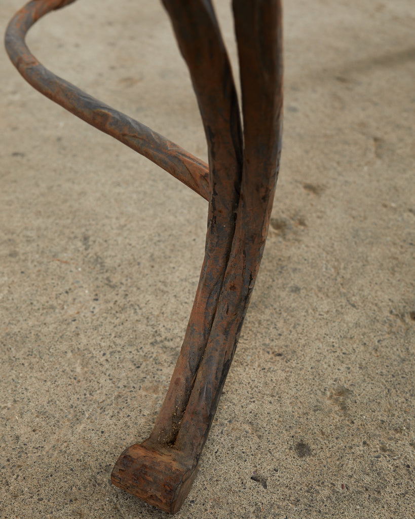 Pair of Rose Tarlow Style Twig Iron Dining Armchairs with Ottoman